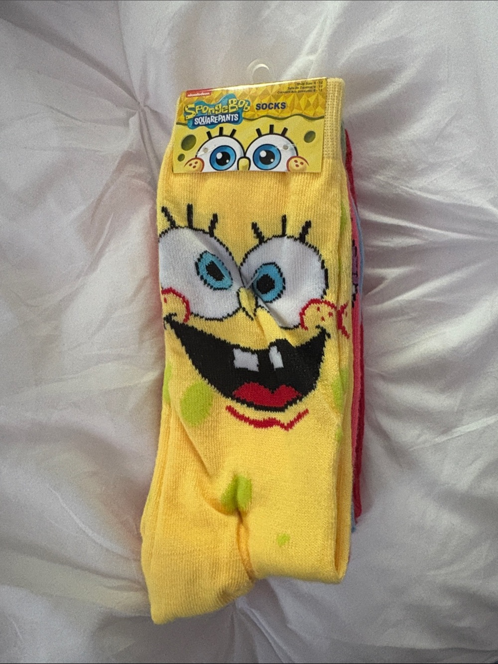 SpongeBob Squarepants Yellow Cartoon Face Crew Socks